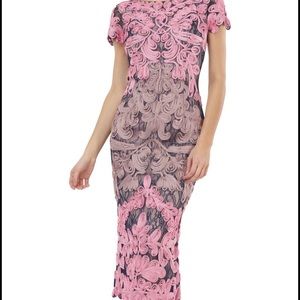 JS Collections Santiago Lilac Soutache Midi Dress